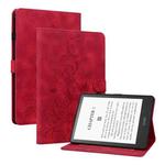 For Amazon Kindle Paperwhite 12th Gen 2024 Lily Embossed Leather Smart Tablet Case(Red)