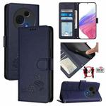 For TCL 60 NxtPaper Cat Rat Embossed Pattern RFID Leather Phone Case with Lanyard(Blue)