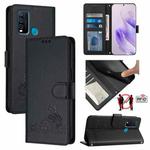 For vivo Y30 4G Global  Cat Rat Embossed Pattern RFID Leather Phone Case with Lanyard(Black)