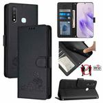 For vivo Y19 / U3 / Y5S / Z5i / U20 Cat Rat Embossed Pattern RFID Leather Phone Case with Lanyard(Black)