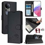 For vivo S20 Pro 5G Cat Rat Embossed Pattern RFID Leather Phone Case with Lanyard(Black)