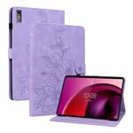 For Lenovo Tab M10 5G 2023 Lily Embossed Leather Tablet Case(Purple)