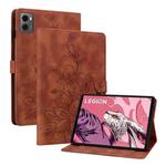 For Lenovo Legion Y700 2023 Lily Embossed Leather Tablet Case(Brown)