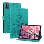 For Lenovo Legion Y700 2023 Lily Embossed Leather Tablet Case(Green)