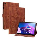For Lenovo Tab M10 10.1 3rd Gen Lily Embossed Leather Tablet Case(Brown)