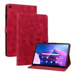 For Lenovo Tab M10 10.1 3rd Gen Lily Embossed Leather Tablet Case(Red)