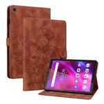For Lenovo Tab M7 3rd Gen Lily Embossed Leather Tablet Case(Brown)