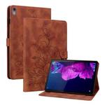For Lenovo Tab P11 /Xiaoxin Pad Plus Lily Embossed Leather Tablet Case(Brown)
