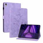 For Lenovo M10 Plus 10.3 Lily Embossed Leather Tablet Case(Purple)