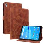 For Lenovo Tab M8 HD 8.0 Lily Embossed Leather Tablet Case(Brown)