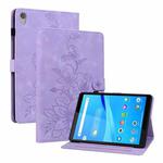 For Lenovo Tab M8 HD 8.0 Lily Embossed Leather Tablet Case(Purple)