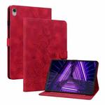 For Lenovo Tab K10 Lily Embossed Leather Tablet Case(Red)