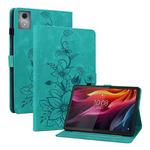 For Lenovo Tab K11 Plus Lily Embossed Leather Tablet Case(Green)