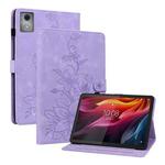 For Lenovo Tab K11 Plus Lily Embossed Leather Tablet Case(Purple)