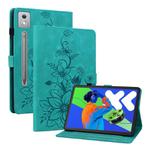 For Lenovo Tab P12 12.7 2025 Lily Embossed Leather Tablet Case(Green)