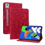 For Lenovo Tab P12 12.7 2025 Lily Embossed Leather Tablet Case(Red)