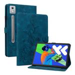 For Lenovo Tab P12 12.7 2025 Lily Embossed Leather Tablet Case(Dark Blue)