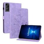 For Lenovo Legion Y700 Gen 4 Lily Embossed Leather Tablet Case(Purple)