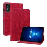 For Lenovo Legion Y700 Gen 4 Lily Embossed Leather Tablet Case(Red)