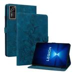 For Lenovo Legion Y700 Gen 4 Lily Embossed Leather Tablet Case(Dark Blue)