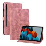 For Samsung Galaxy Tab S7 FE/S8+/S7+ Lily Embossed Leather Tablet Case(Pink)