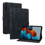 For Samsung Galaxy Tab S7 FE/S8+/S7+ Lily Embossed Leather Tablet Case(Black)