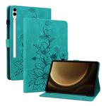 For Samsung Galaxy Tab S9+ / S9 FE+ Lily Embossed Leather Tablet Case(Green)