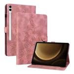 For Samsung Galaxy Tab S9+ / S9 FE+ Lily Embossed Leather Tablet Case(Pink)
