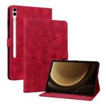 For Samsung Galaxy Tab S9+ / S9 FE+ Lily Embossed Leather Tablet Case(Red)