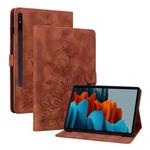 For Samsung Galaxy Tab S7 / S8 Lily Embossed Leather Tablet Case(Brown)