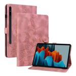 For Samsung Galaxy Tab S7 / S8 Lily Embossed Leather Tablet Case(Pink)