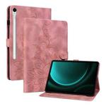For Samsung Galaxy Tab S9 / S9 FE Lily Embossed Leather Tablet Case(Pink)