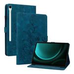 For Samsung Galaxy Tab S9 / S9 FE Lily Embossed Leather Tablet Case(Dark Blue)