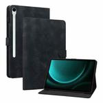 For Samsung Galaxy Tab S9 / S9 FE Lily Embossed Leather Tablet Case(Black)