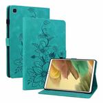 For Samsung Galaxy Tab A7 Lite 8.7 Lily Embossed Leather Tablet Case(Green)