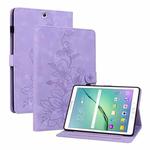 For Samsung Galaxy Tab S2 9.7 T810 T815 Lily Embossed Leather Tablet Case(Purple)