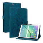 For Samsung Galaxy Tab S2 9.7 T810 T815 Lily Embossed Leather Tablet Case(Dark Blue)