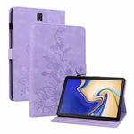 For Samsung Galaxy Tab S4 10.5 SM-T830/T835 Lily Embossed Leather Tablet Case(Purple)