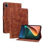 For Xiaomi Pad 5 / Pad 5 Pro Lily Embossed Leather Smart Tablet Case(Brown)