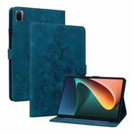 For Xiaomi Pad 5 / Pad 5 Pro Lily Embossed Leather Smart Tablet Case(Dark Blue)