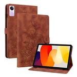 For Xiaomi Redmi Pad SE Lily Embossed Leather Tablet Case(Brown)