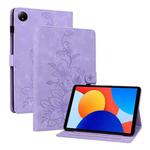 For Xiaomi Redmi Pad SE 8.7 Lily Embossed Leather Tablet Case(Purple)