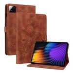 For Xiaomi Pad 7 / Pad 7 Pro Lily Embossed Leather Tablet Case(Brown)