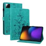 For Xiaomi Pad 7 / Pad 7 Pro Lily Embossed Leather Tablet Case(Green)