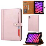 For iPad mini 2024 Calf Texture Double Fold Clasp Horizontal Flip Leather Smart Tablet Case(Rose Gold)