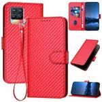 For Realme 8 / 8 Pro YX0070 Carbon Fiber Buckle Leather Phone Case with Lanyard(Red)