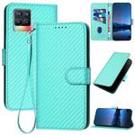 For Realme 8 / 8 Pro YX0070 Carbon Fiber Buckle Leather Phone Case with Lanyard(Light Blue)