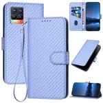 For Realme 8 / 8 Pro YX0070 Carbon Fiber Buckle Leather Phone Case with Lanyard(Light Purple)