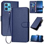 For Realme 9 Pro+ YX0070 Carbon Fiber Buckle Leather Phone Case with Lanyard(Royal Blue)