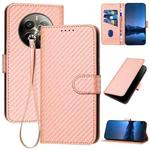For Realme 12 Pro YX0070 Carbon Fiber Buckle Leather Phone Case with Lanyard(Pink)